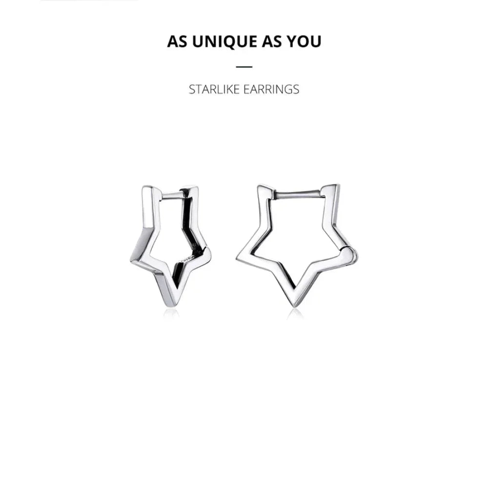 925 Sterling Silver Starlike Earrings - Minimalist Star Shape Ear Buckle for Women - Fashion jewelry SCE1136 - Velora Luxury Fashion