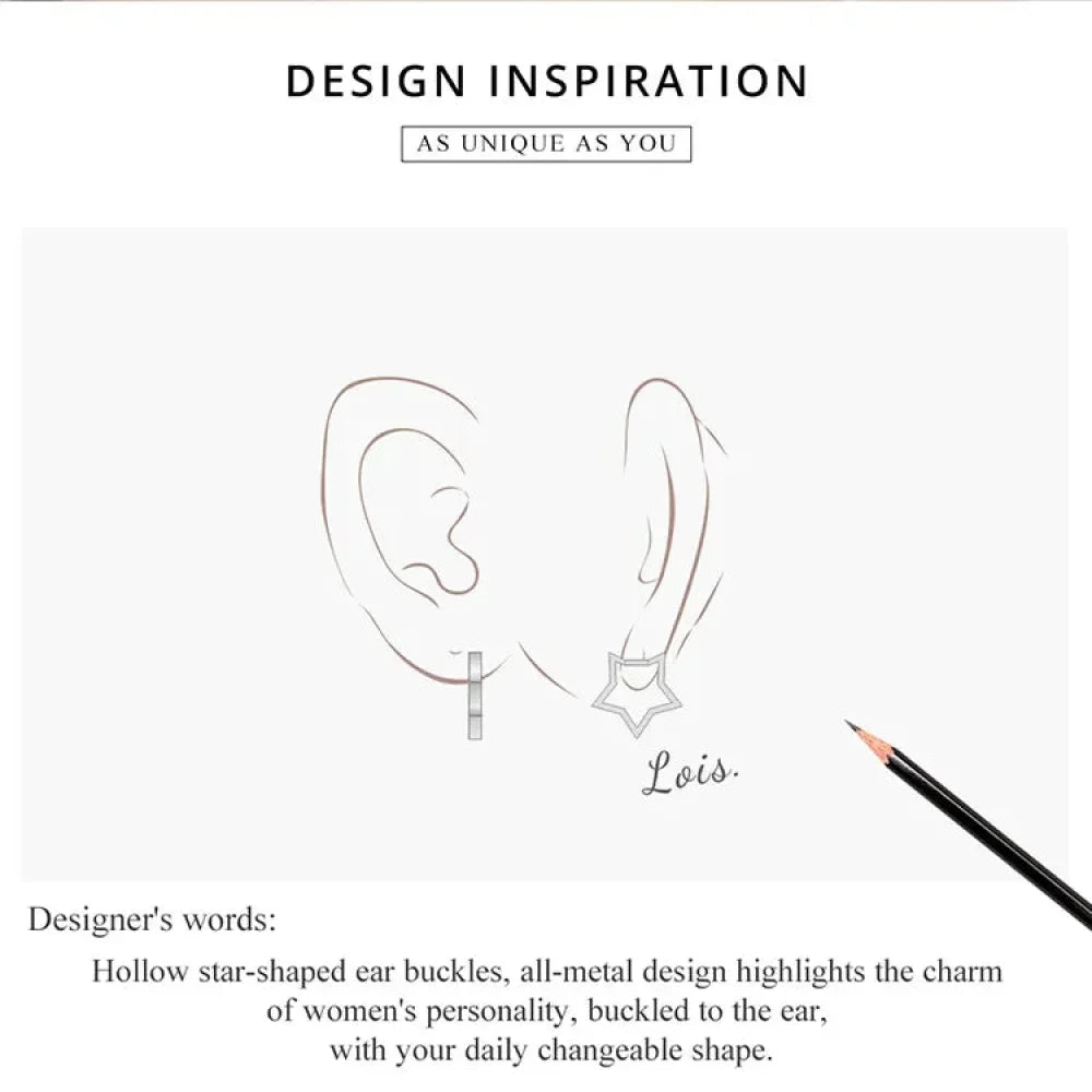 925 Sterling Silver Starlike Earrings - Minimalist Star Shape Ear Buckle for Women - Fashion jewelry SCE1136 - Velora Luxury Fashion