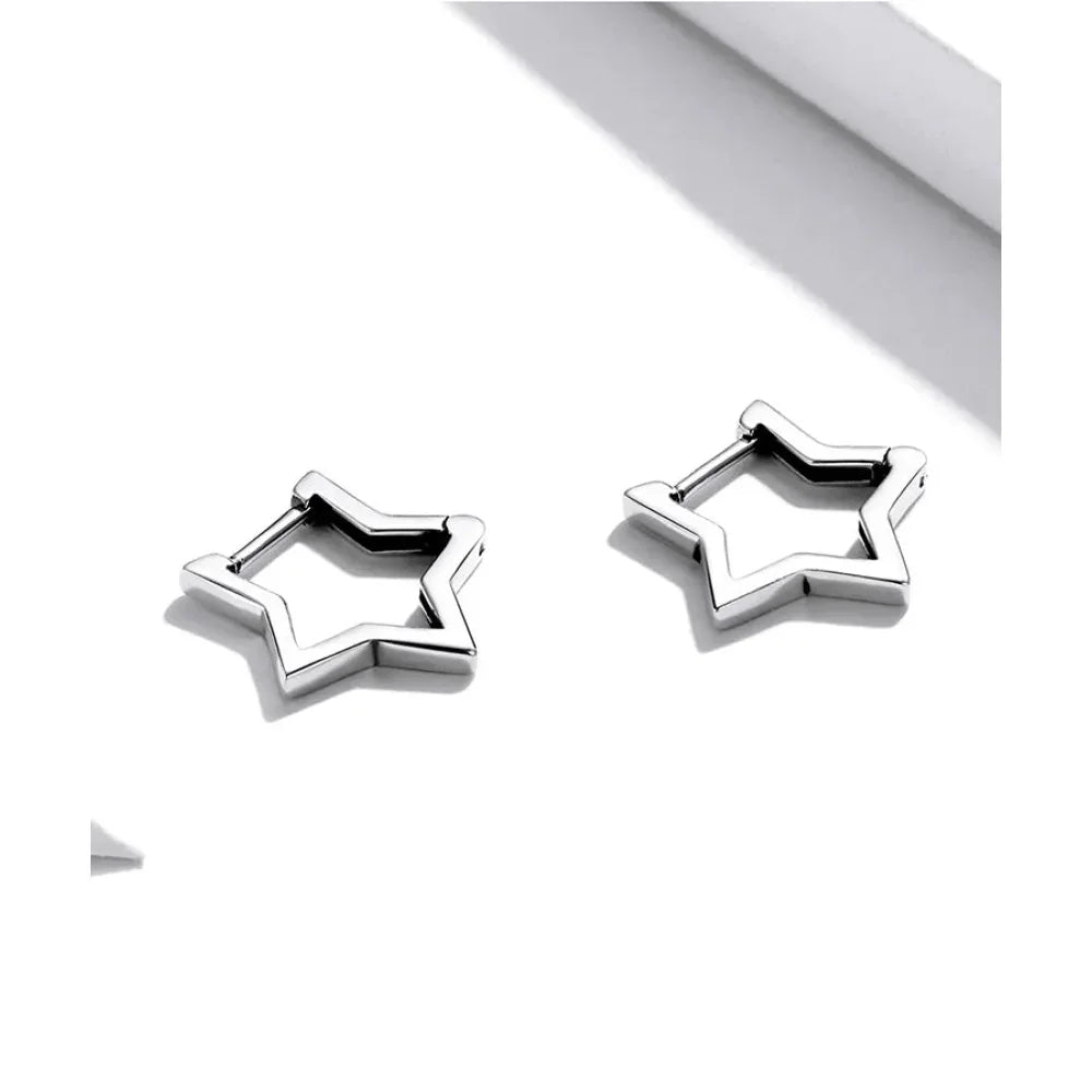 925 Sterling Silver Starlike Earrings - Minimalist Star Shape Ear Buckle for Women - Fashion jewelry SCE1136 - Velora Luxury Fashion