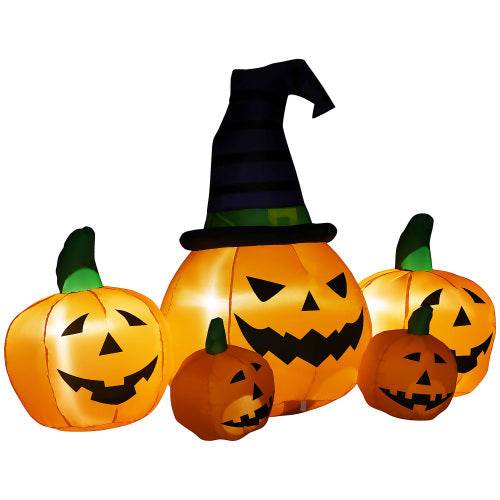 Outsunny 73L Inflatable Halloween Decoration,5 Pumpkin, Blow Up Outdoor LED Yard Display, Waterproof - Velora