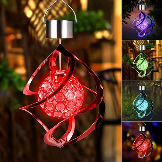 Wind Spinner Solar Light, LED Wind Chimes, Outdoor Decor Changing Color Ball Wind Chimes Solar Hanging Lantern For Home Garden Outdoor Decoration - Velora