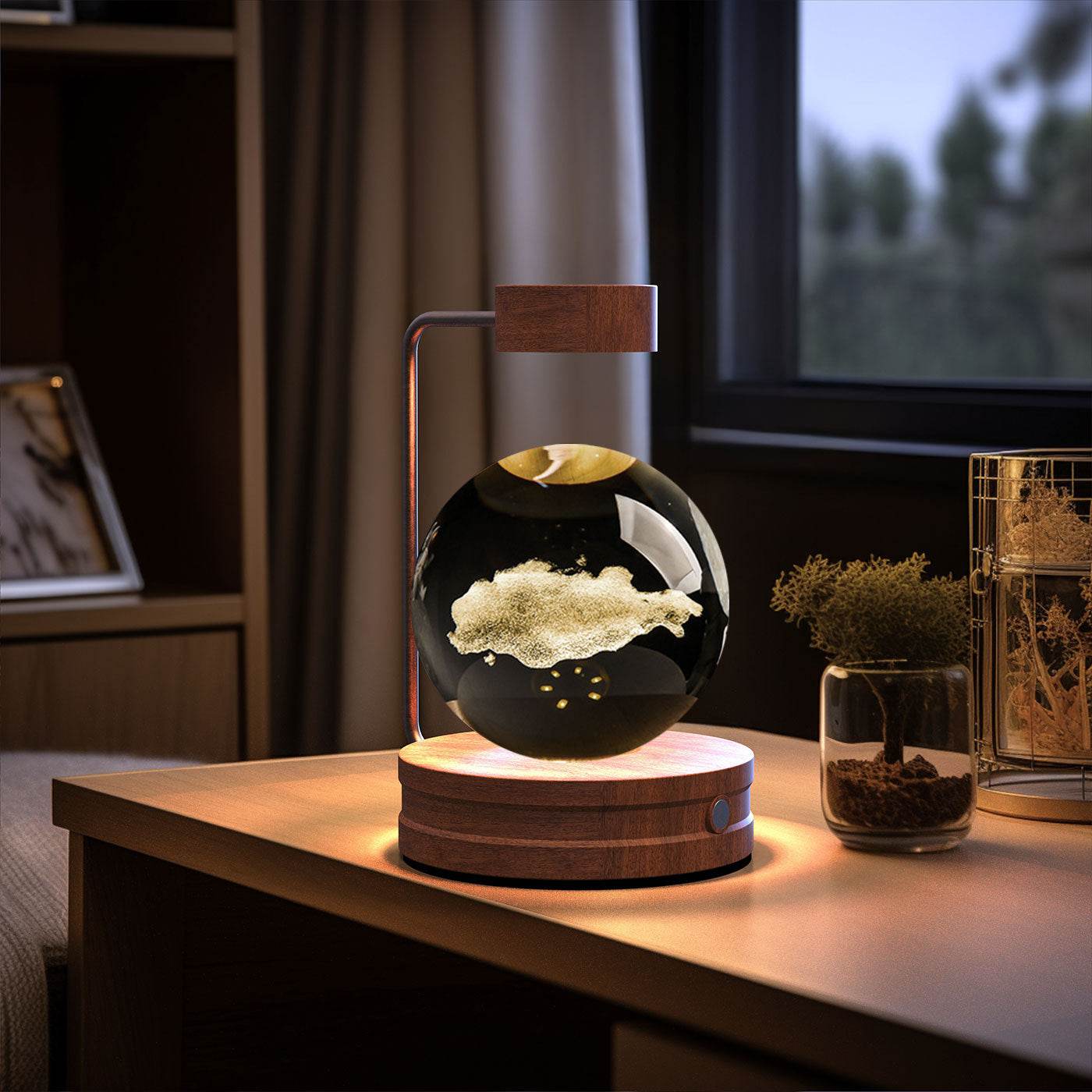 Crystal Ball Cosmic Dinosaur Indoor Night Light USB Power Warm Bedside Light Birthday Gift Night Lamp - Velora