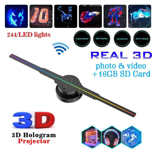 Led Luminous Sign Light Holographic Projector Diy Fan Screen Video Picture 3d Holographic Light Holiday Decoration - Velora