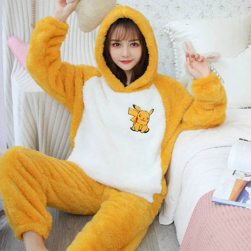 Thick Warm Coral Velvet Pajamas Sets - Velora