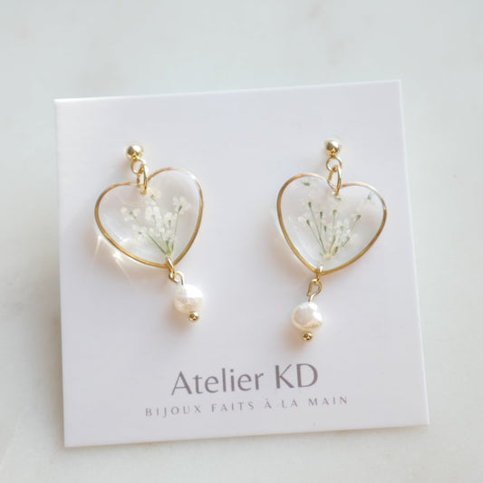 Boucles d'oreilles Perla - coeur (moyen) - Velora