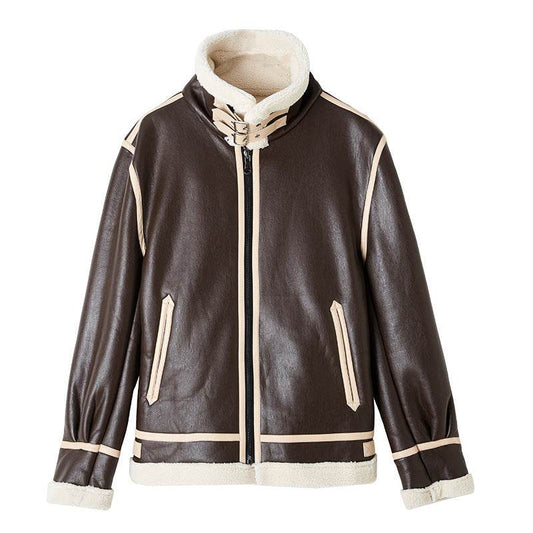 Fleece-lined Thickened Lapel Jacket - Velora