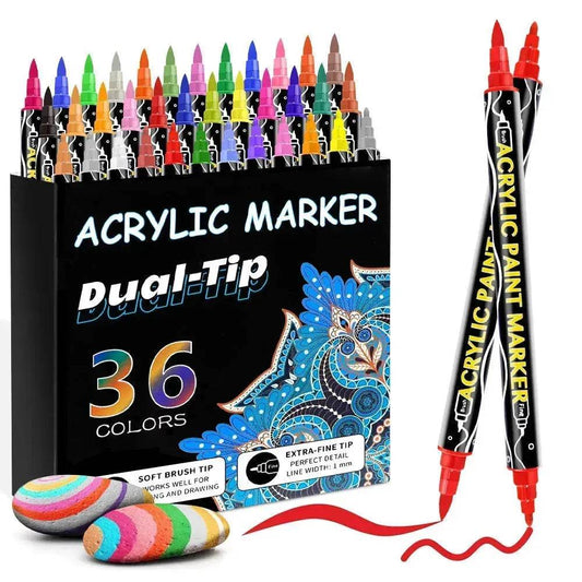 Acrylic Marker Pen Double-headed Stackable Water-based Paint Brush Paint Marker and Highlighter - Velora