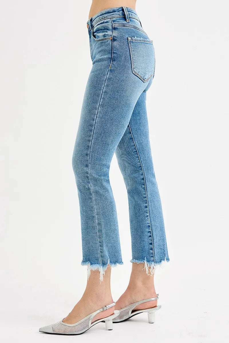 RISEN Full Size High Rise Crop Straight Slim Jeans Plus Size - Velora