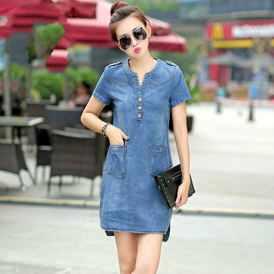 Casual Denim Fashion Mini Jeans dress - Velora