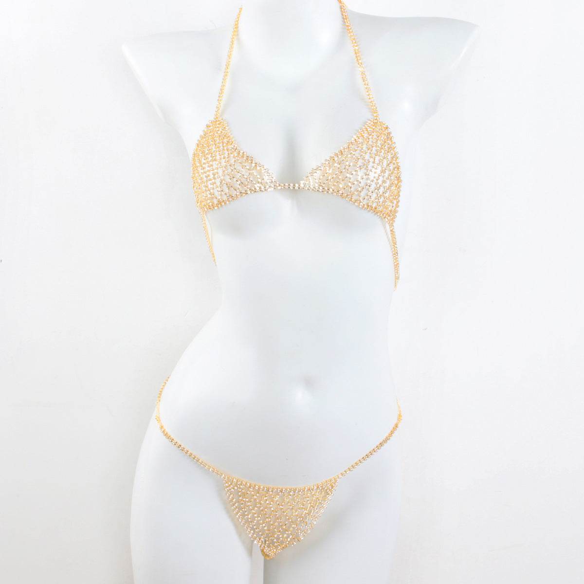 Lingerie Nightclub Body Chains – Diamond Rhinestone Bra and Panties Set - Velora