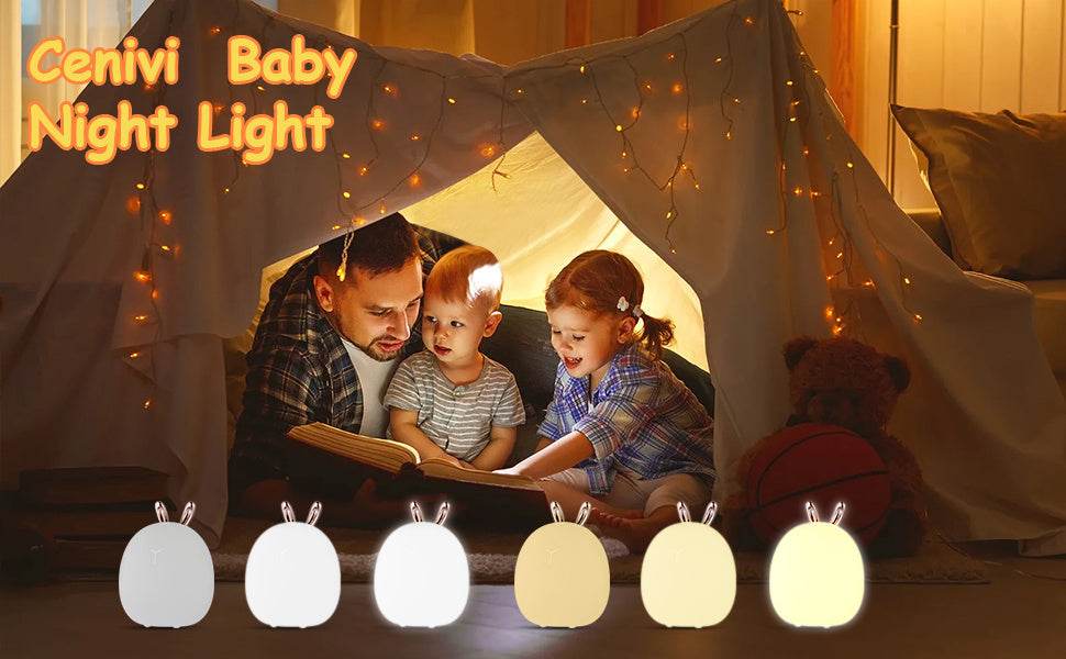 Baby Feeding, Adjustable, Creative, Rabbit, Elk Touch Light, Clap Light, Small Electric Light, Soft Baby Lamp toy - Velora