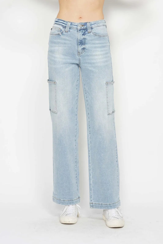 Judy Blue Full Size High Waist Straight Cargo Jeans - Velora