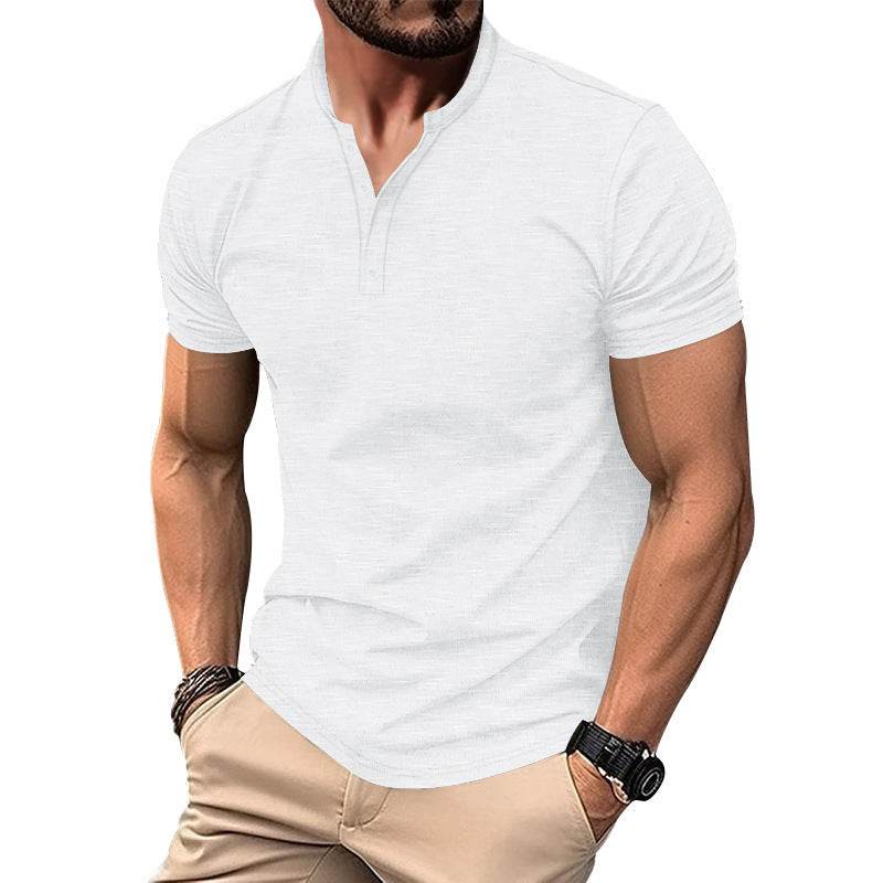 Retro Casual Cotton Solid Color Short Sleeve - Velora