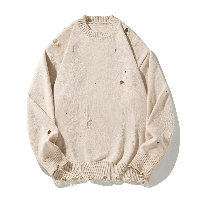 Irregular Hollow-out Ripped Chenille Velvet Sweater - Velora