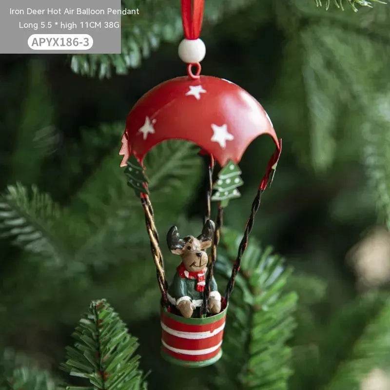 Nordic Iron Christmas Hot Air Balloon Parachute Pendant Creative Decorations Tree Charms Hangings - Velora