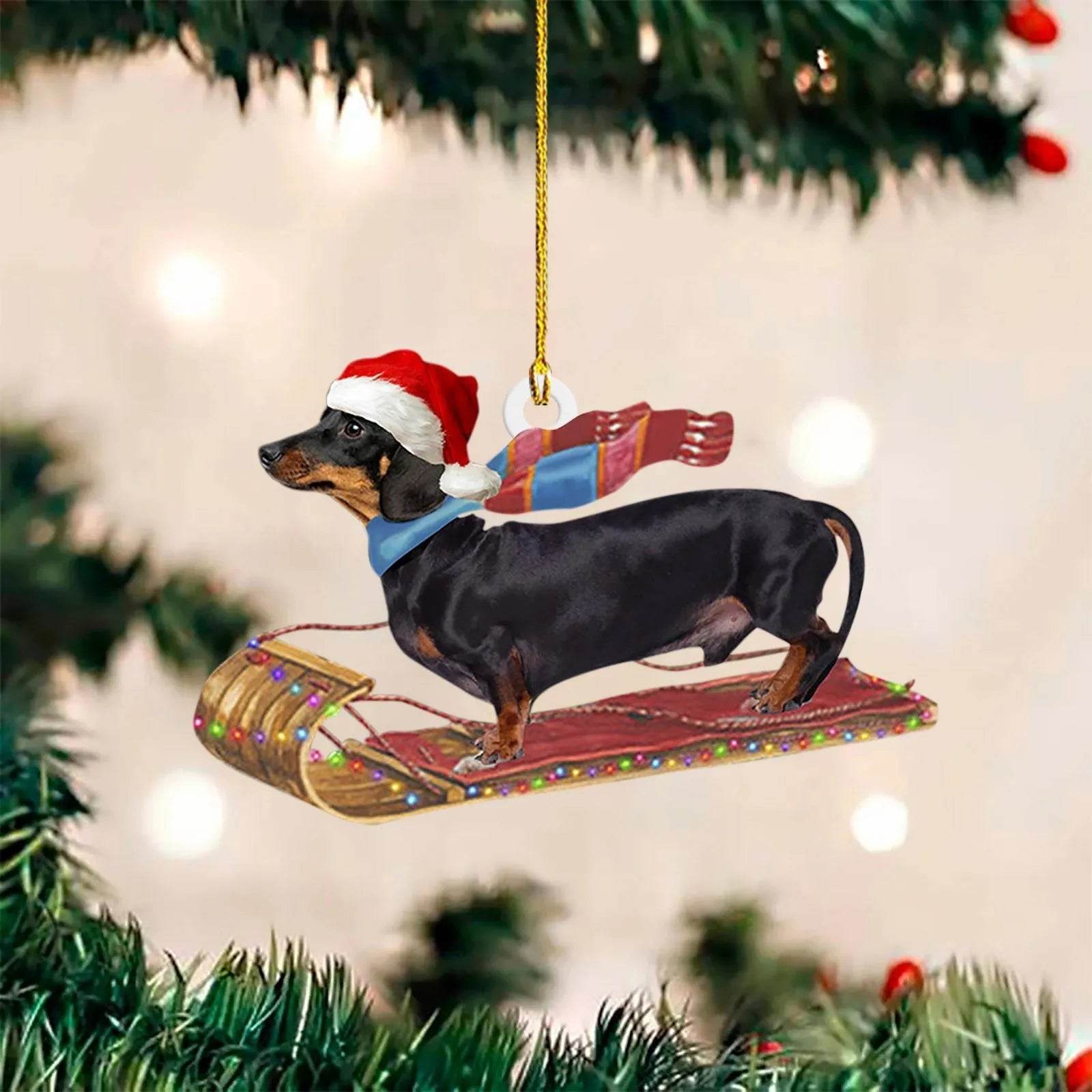 Christmas Sausage Dog Decorations Home - Velora