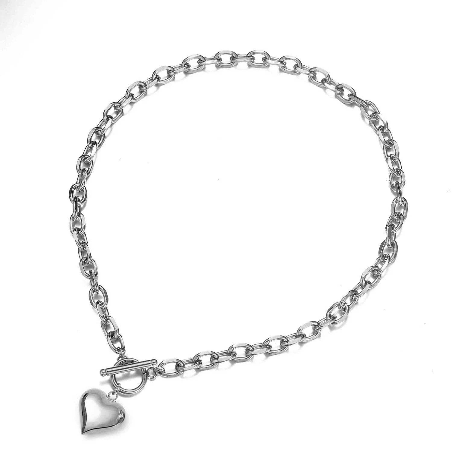 Personalized Punk Stainless Steel Peach Heart Pendant Hemp Flowers Valentine Necklace - Velora