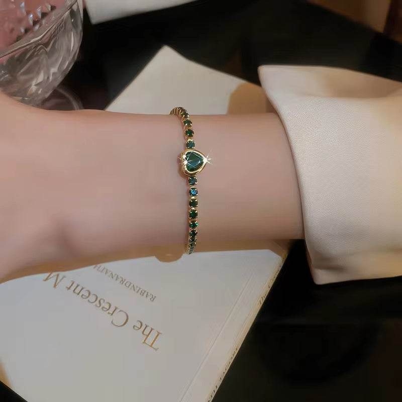 Fashion Jewelry Zircon Geometric Square Bracelet South Korea Fashion Elegant Heart Bracelet Internet Celebrity Light Luxury - Velora