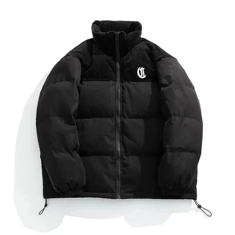 Men's Winter Corduroy Stitching Embroidery Cotton-padded Winter Coat - Velora