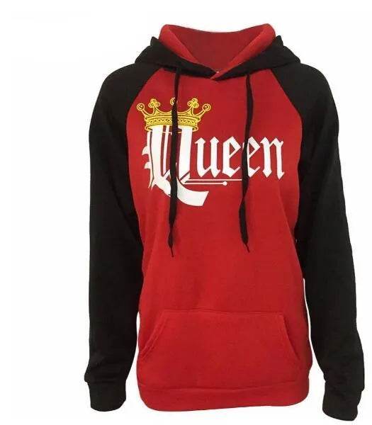 Women KING QUEEN King and Queen Crown Couple Color Block Sweatshirt - Velora