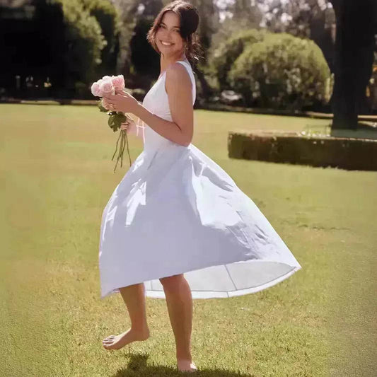 Women's Summer French Seaside Vacation Waist-tight Temperament Midi Skater Dress - Velora