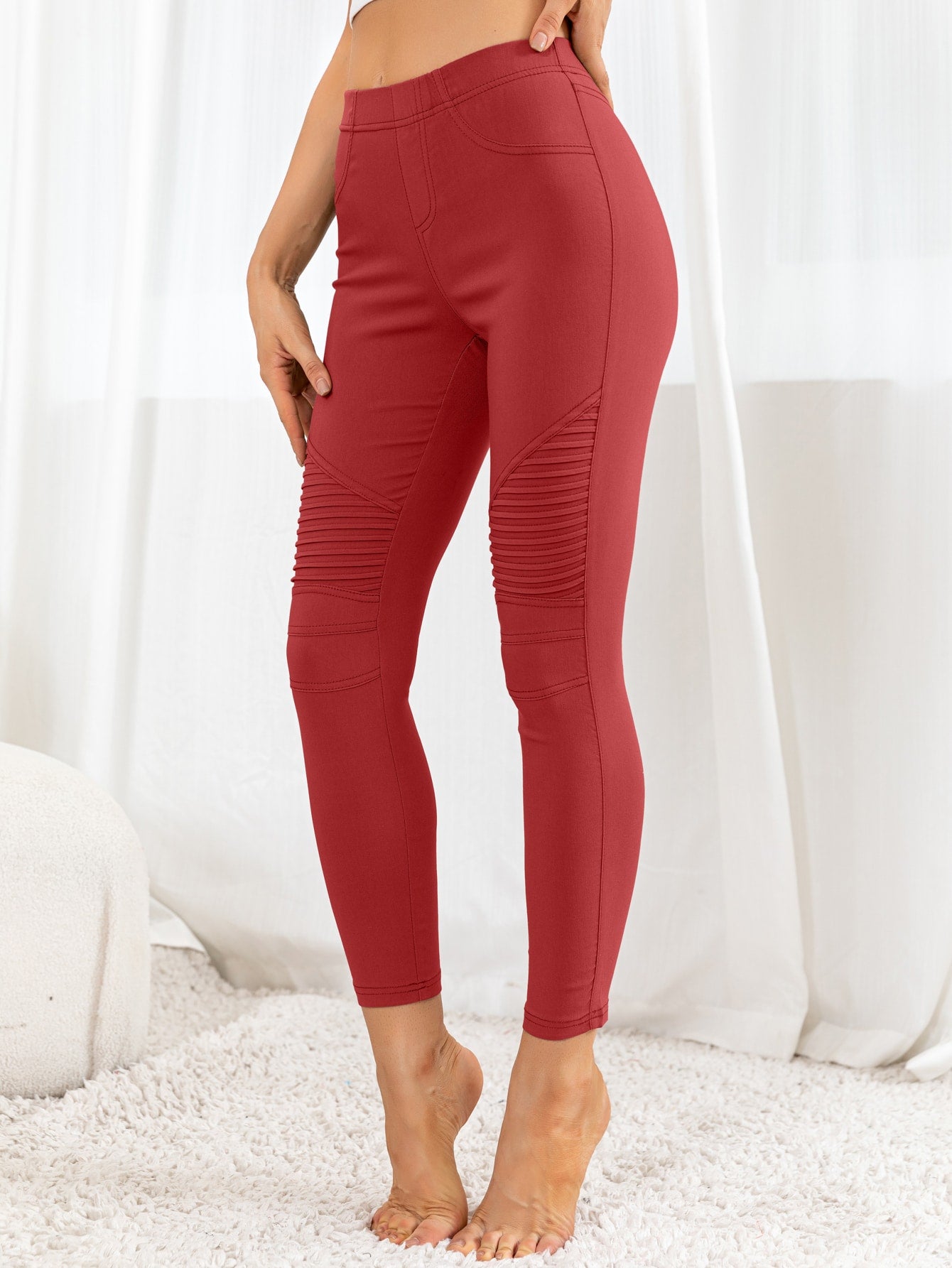 Ribbed Detail Leggings - Velora