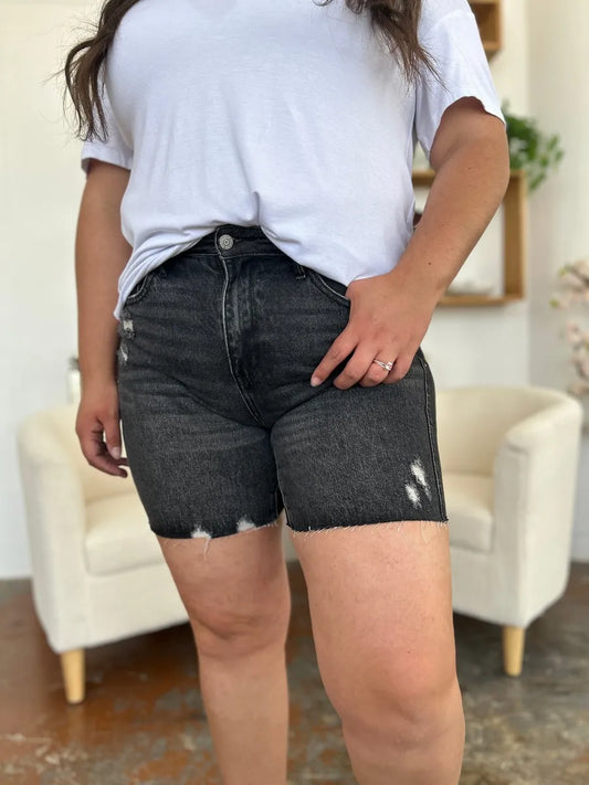 Judy Blue Full Size High Waist Rigid Magic Denim Shorts - Velora