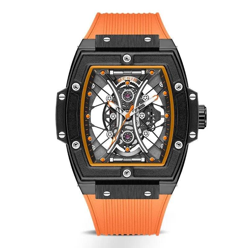 Men's Tonneau Fashion Trend Silicone Strap Luminous Sports Watch - Velora