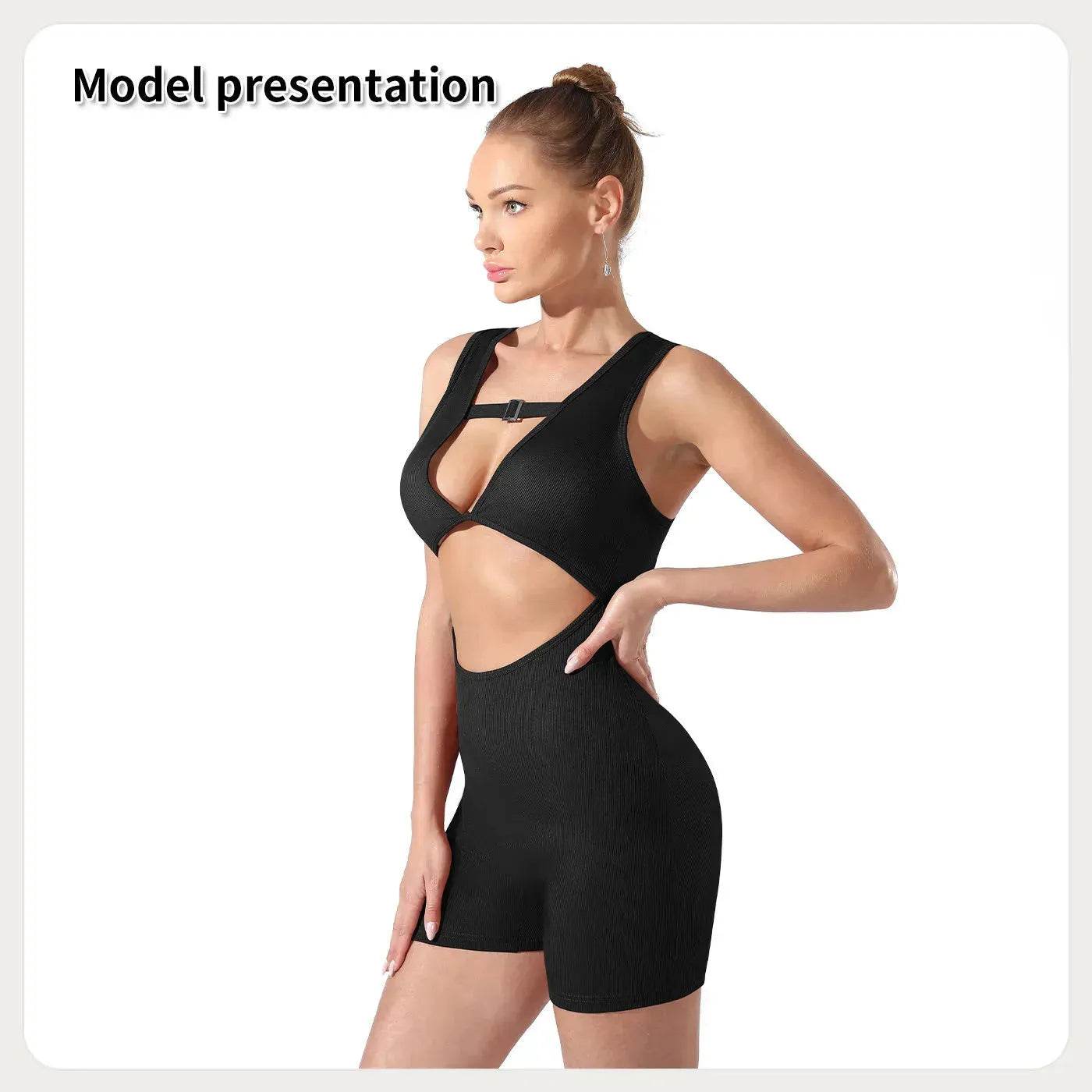 Women Cut out Unitard Short Bodysuit - Velora