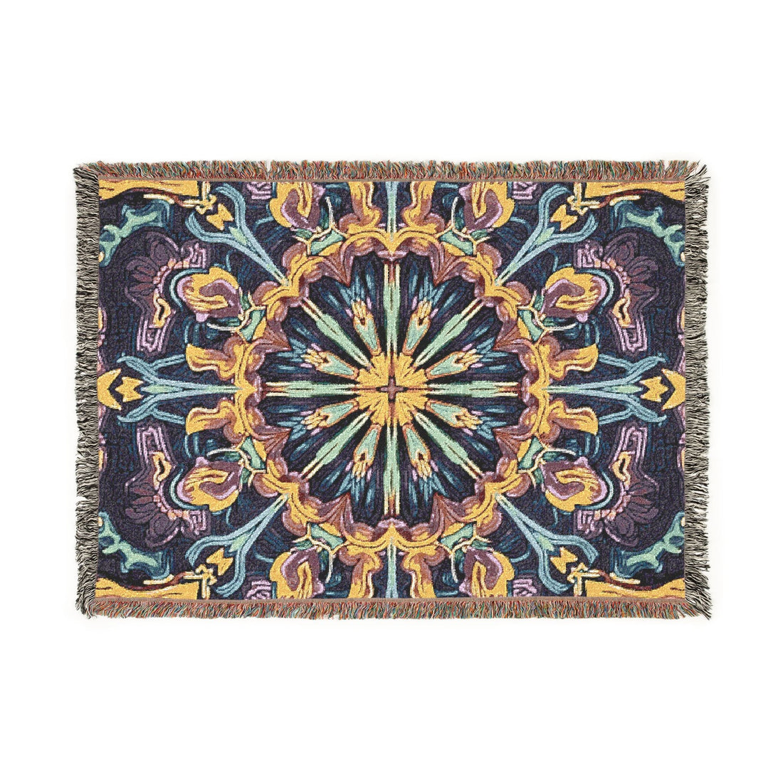 Bohemian Mosaic Woven Blanket — Vintage Tile Medallion Blanket Throw