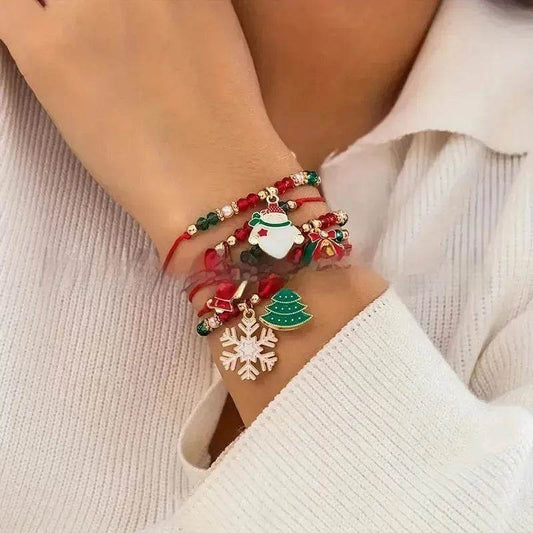 5pcs New Christmas Polymer Clay Handmade Beaded Bracelet set - Velora