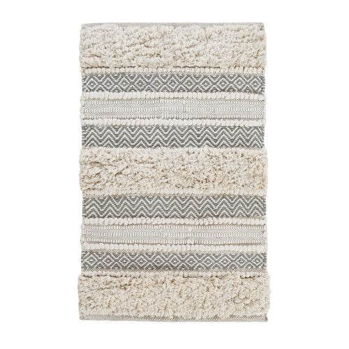 Woven Texture Stripe Bath Rug Grey 20x32 - Velora