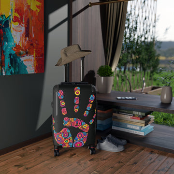 Floral Handprint Suitcase – Colorful Flower Travel Luggage