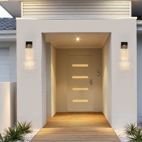 Outdoor Waterproof Transparent LED Crystal Wall Light Supports Many Types Of Bulb-2 Packs - Velora