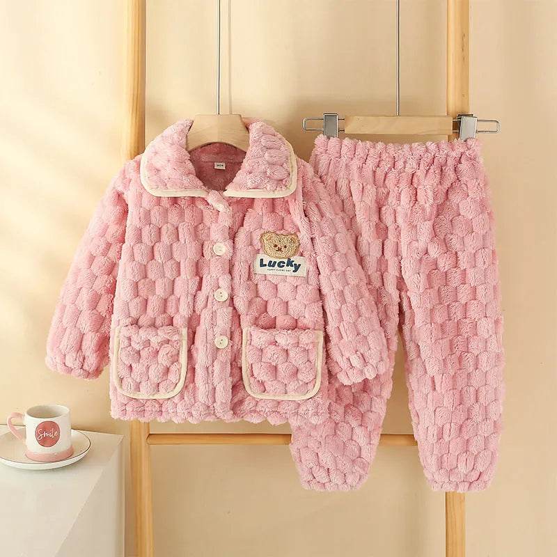 Children Thick Winter Fleece Pajamas set boys girls kids - Velora