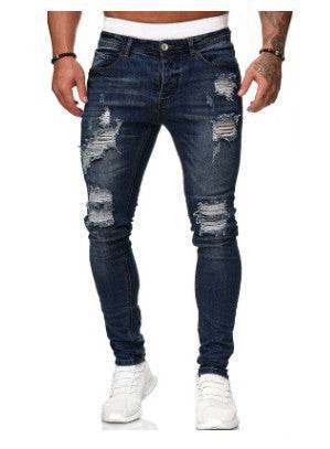 Slim fit Ripped Straight leg denim Jean Pant trousers for men - Velora