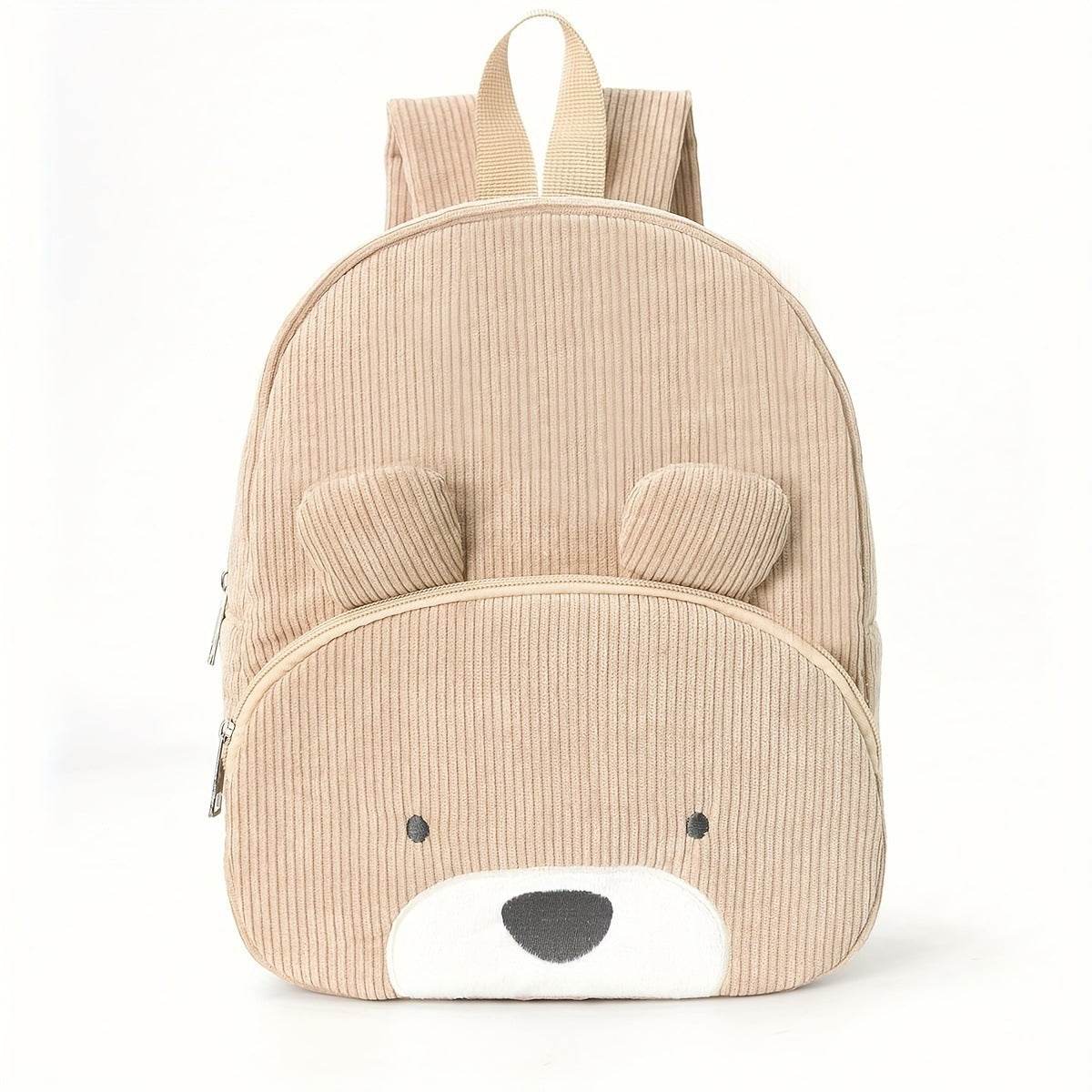 Embroidered Bear Backpack – Corduroy Cute Bag - Velora