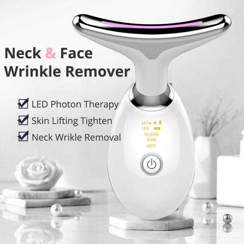 LED neck beauty device - Photon Therapy Neck Beauty Anti Wrinkle Machine EMS Tighten Massager - Velora