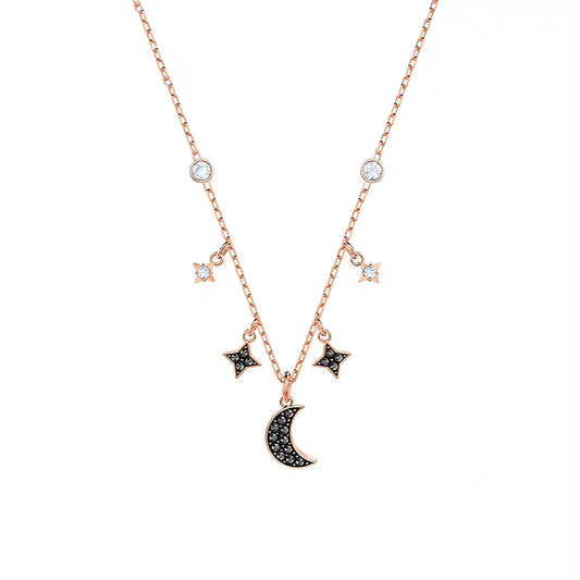 Swarovski Crystal Star and Moon Necklace for Women