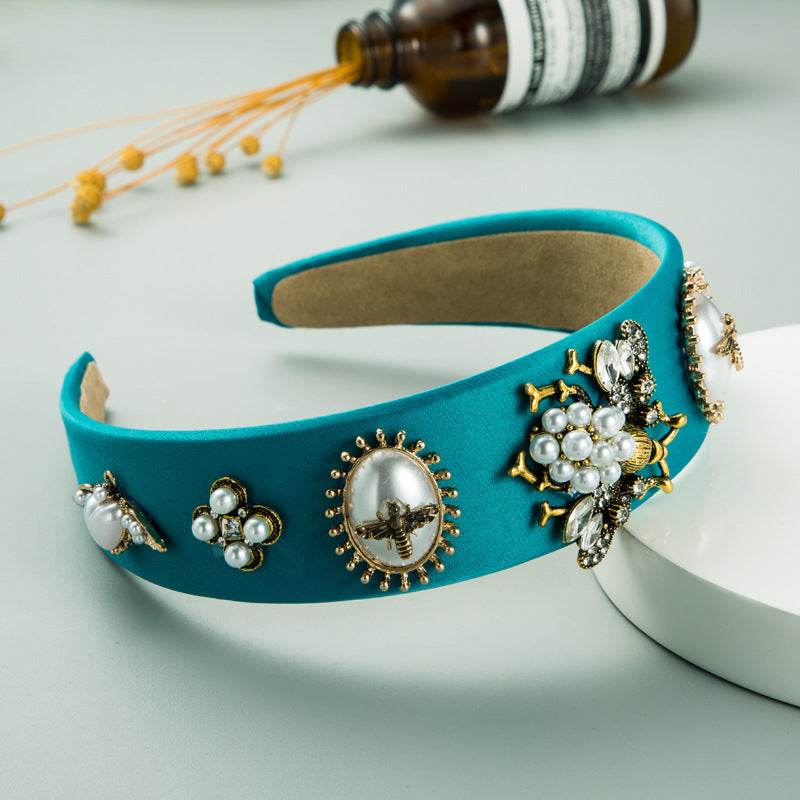 Fashion Inlaid Rhinestone pearl Headband dress headpiece - Velora