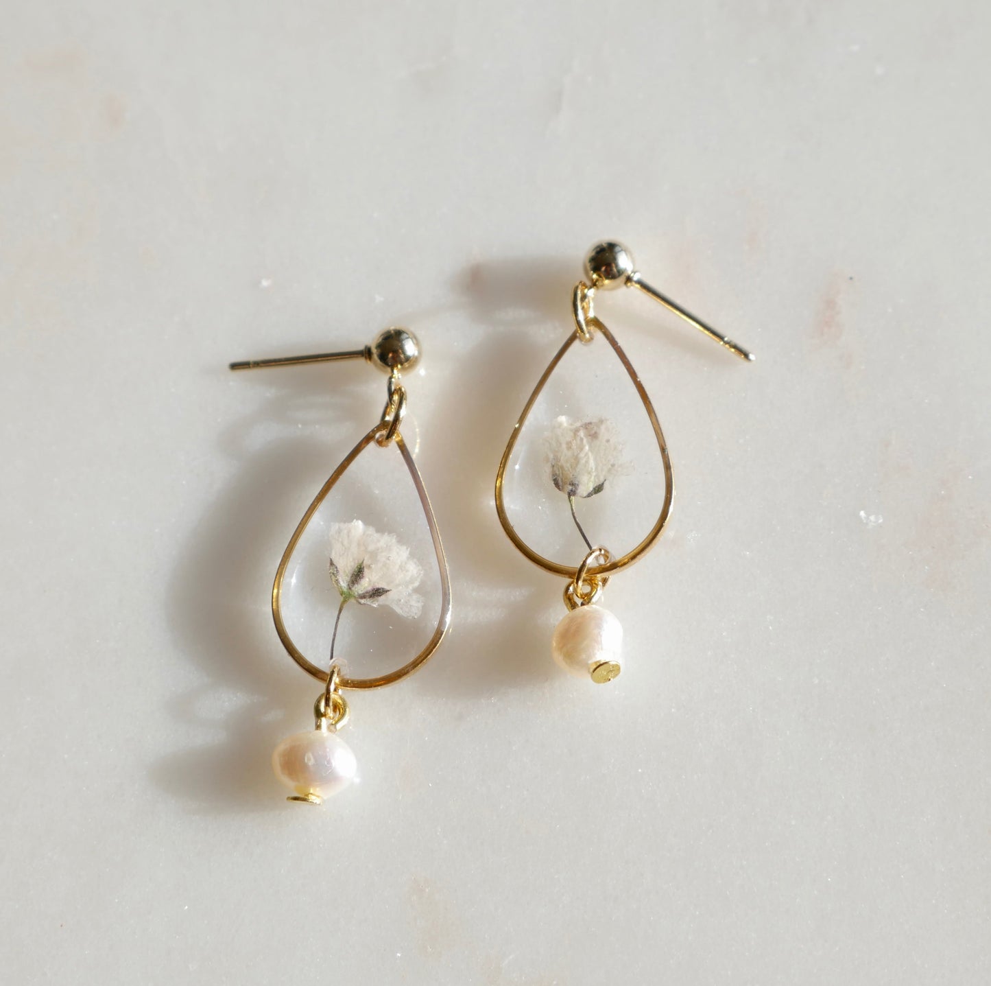 Boucles d’oreilles Perla - gypsophile - goute (moyen) - Velora