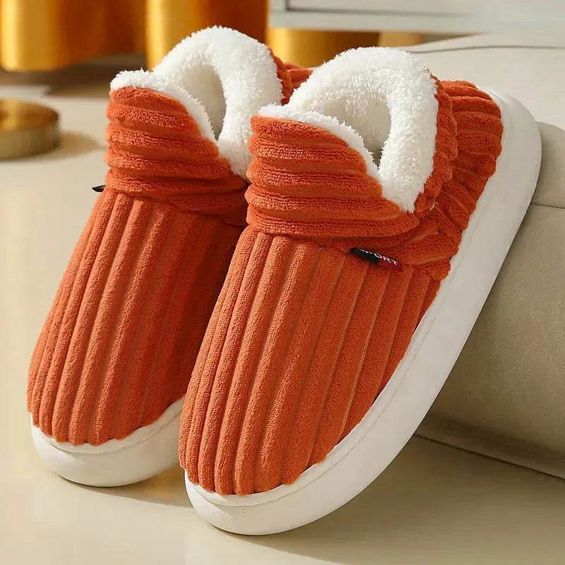 Men Winter New Women Cotton Slippers Outdoor Fashion Couple Slippers Warm Indoor Bedroom Cotton Plush Shoes Fleece Fluffy - Velora