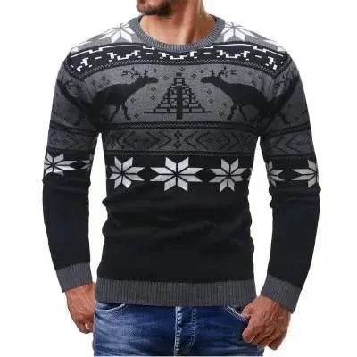 Christmas fawn deer Knit Cashmere sweater for men - Velora