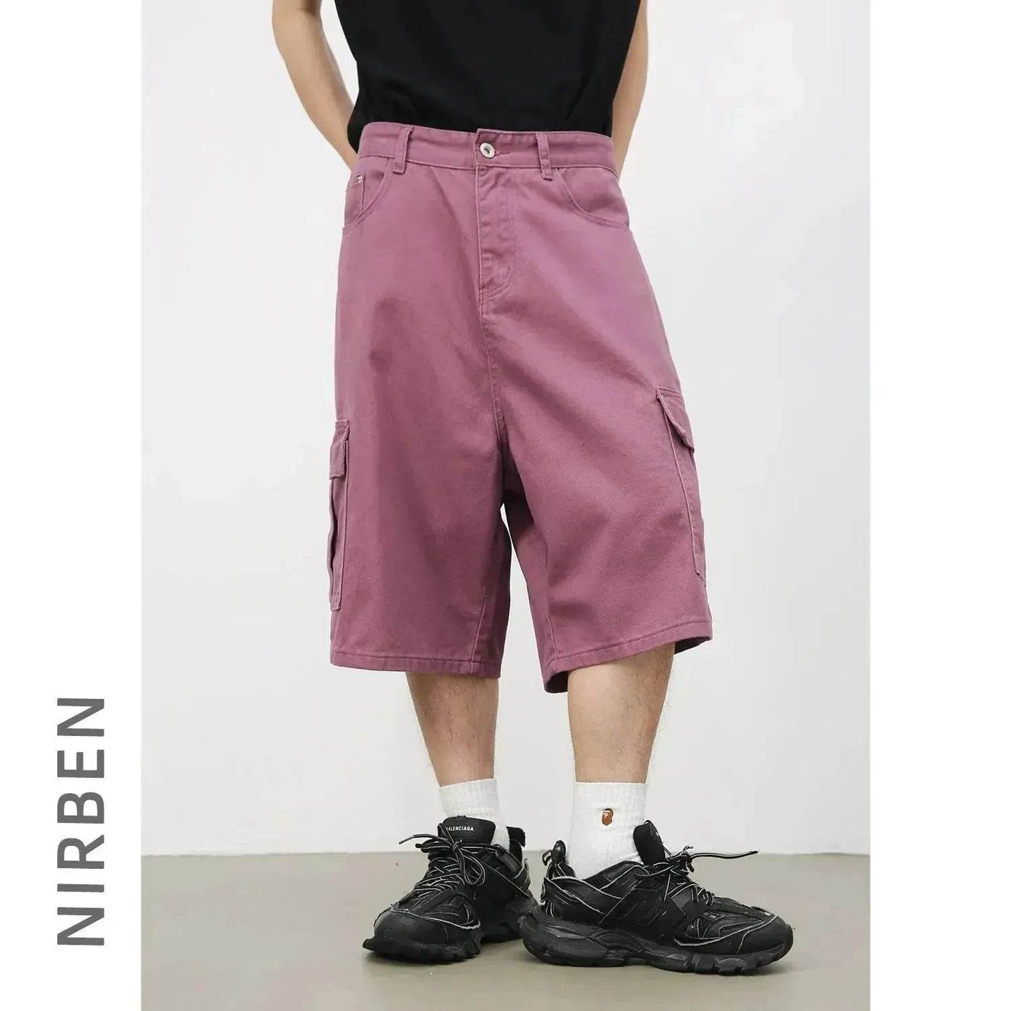 Men's Baggy Dad Shorts Jeans Denim Summer New Straight Wide-leg Workwear Denim Shorts for Men Loose Leisure All-matching Shorts - Velora