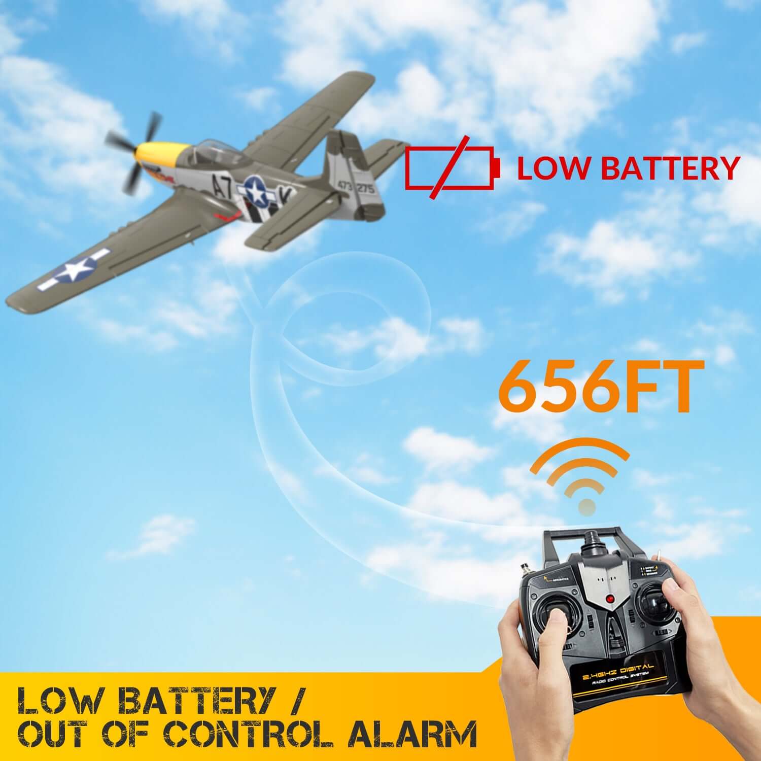 P51D RC Airplane with Mode 1 Transmitter | 4-Channel Brushless & XPilot Stabilizer - Velora Luxury Fashion