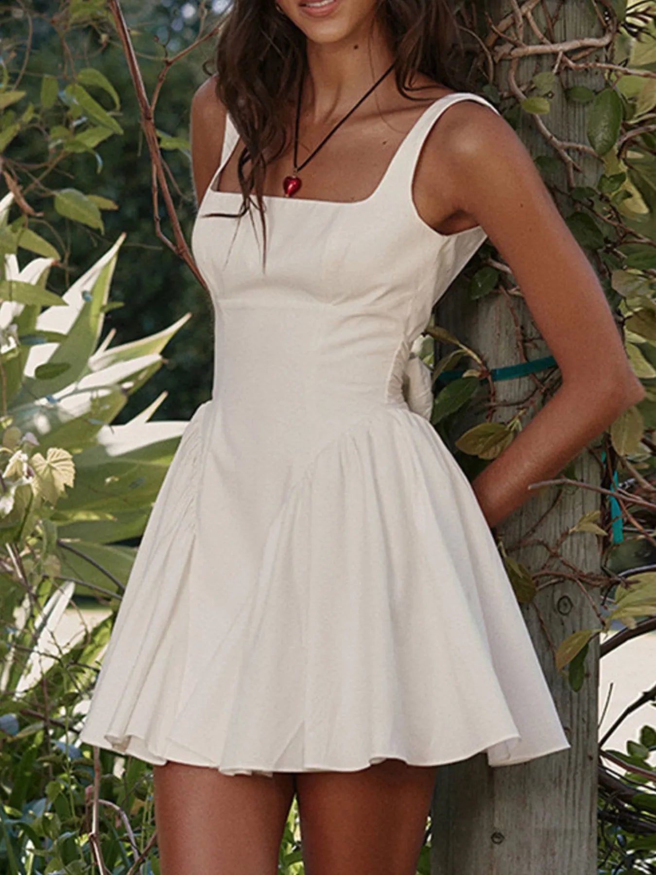 Backless Square Neck Mini Dress - Velora