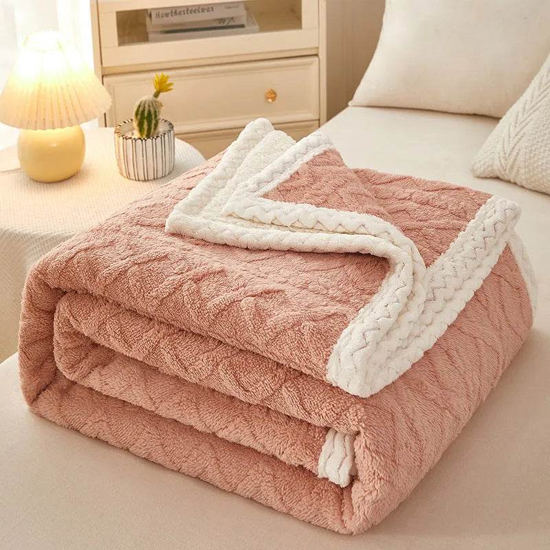 Blanket Double Thickened Warm Coral Fleece Sofa Winter Blanket - Velora