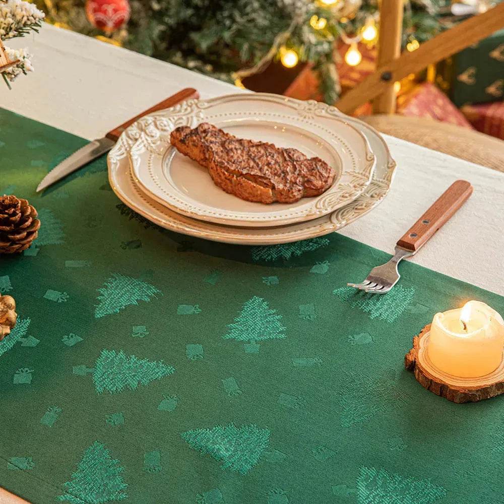 Christmas Table Runner Dark Jacquard Dining Table - Velora