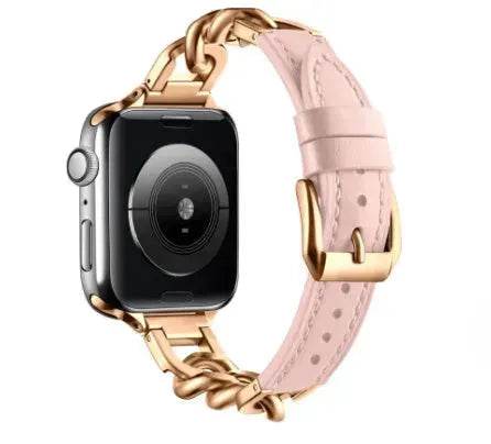 Women Leather and Stainless Steel Watch Strap for Apple iwatch - Velora