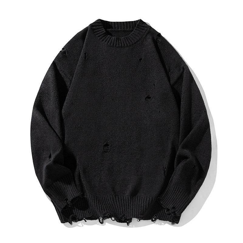 Irregular Hollow-out Ripped Chenille Velvet Sweater - Velora